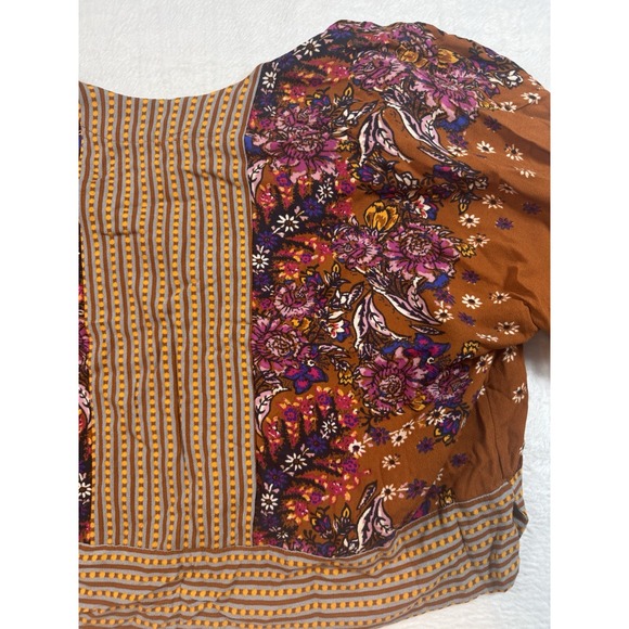 Free People Mix Match Boho Floral Kimono Blouse Bell Sleeve Festival Top Size XS - Picture 10 of 10